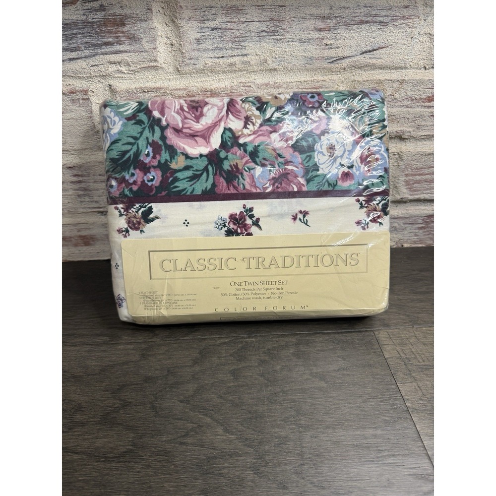 Vintage Twin 3 Pc Sheet Set Bed Classic Traditions Cottagecore Floral NOS